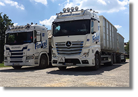 LKW der Finkel GmbH beladen mit einem Container